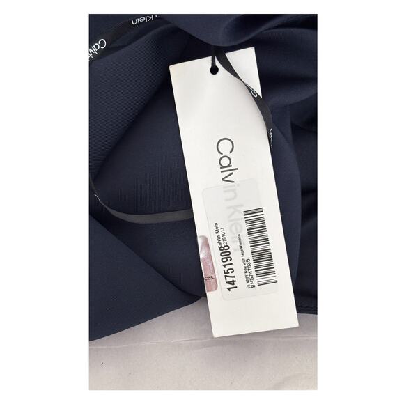 Calvin Klein Womens Scuba Sleeveless Evening Maxi Dress Size 16 Navy Blue New - Picture 8 of 11